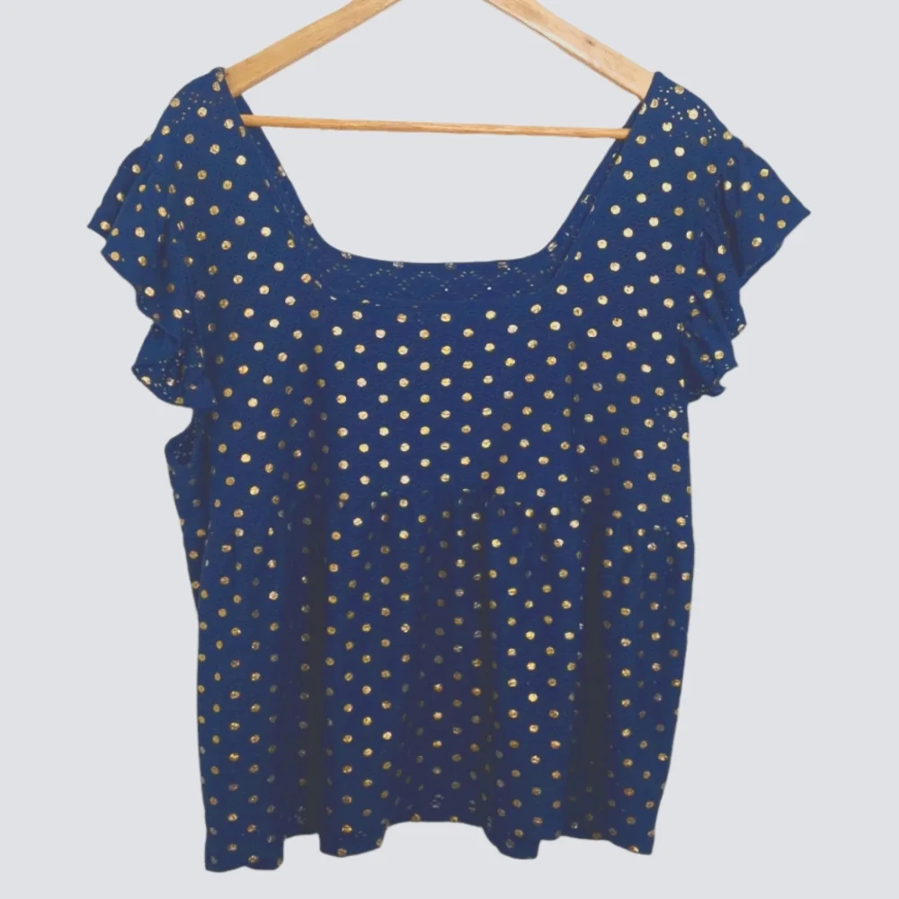 Zac & Rachel Women's Size XL Blouse Sleeveless Shirt Blue Gold